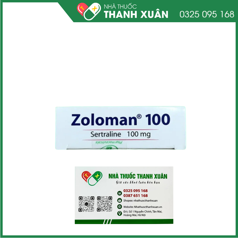 Zoloman 100 điều trị bệnh trầm cảm, rối loạn lo âu, rối loạn xuất tinh sớm